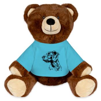 DEUTSCH DRAHTHAAR Wilsigns Jagdhund Jagdhunde - MiniFeet® RecycelBär® Braun - Atollblau - Vorne