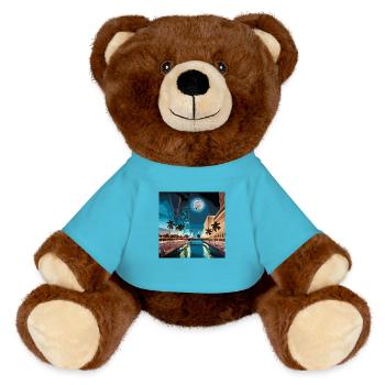 GTA 6 Moonlight in Miami (Miami Collection) - MiniFeet® RecycelBär® Teddy Bear Brown - atoll blue - Front