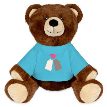 Lean & Loo Finger Hearts - MiniFeet® RecycelBär® Teddy Bear Brown - atoll blue - Front