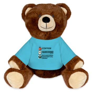 Accountant Bookkeeping Coffee Spreadsheets Funny - MiniFeet® RecycelBär® Teddy Bear Brown - atoll blue - Front