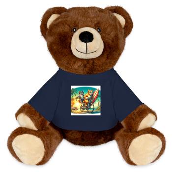 Gato Loco Surfing Cat Surfer Feunde Bike Cool - Nounours RecycelBär® marron - bleu marine - Devant