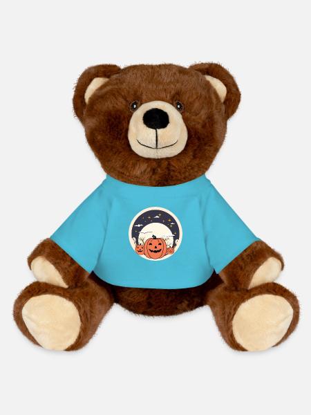 Spooky Scary Fall - MiniFeet® RecycelBär® Teddy Bear Brown - atoll blue