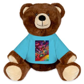 Abstrakte Kunst - MiniFeet® RecycelBär® Braun - Atollblau - Vorne