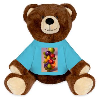 Fruit - MiniFeet® RecycelBär® Teddy Bear Brown - atoll blue - Front