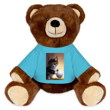 Baby Cat - MiniFeet® RecycelBär® Teddy Bear Brown - atoll blue - Front