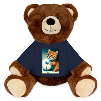 Little Cute Baby Cat - MiniFeet® RecycelBär® Teddy Bear Brown - french navy - Front