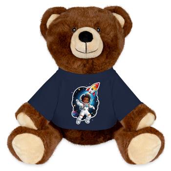 Astronaut Geburtstagsgeschenk Weihnachtsgeschenk - MiniFeet® RecycelBär® Braun - French Navy - Vorne