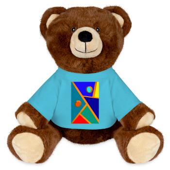 Abstrakte Kunst - MiniFeet® RecycelBär® Braun - Atollblau - Vorne