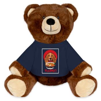 Cute Cocker Spaniel Dog Face Illustration - MiniFeet® RecycelBär® Teddy Bear Brown - french navy - Front