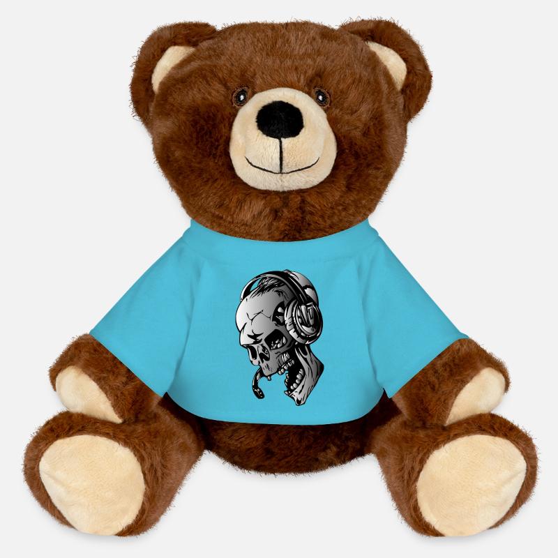 Skull dj - MiniFeet® RecycelBär® Teddy Bear Brown - atoll blue