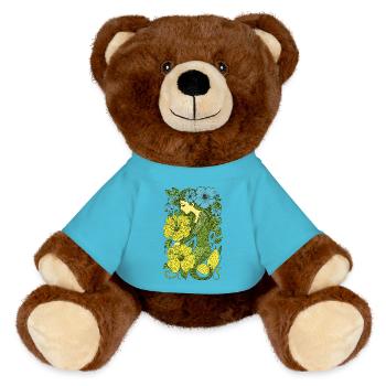 Retro Mermaid Vintage Ocean Vibes - MiniFeet® RecycelBär® Teddy Bear Brown - atoll blue - Front
