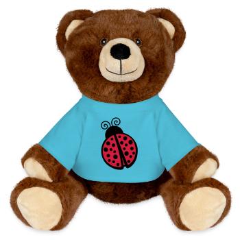 Ladybug - MiniFeet® RecycelBär® Teddy Bear Brown - atoll blue - Front