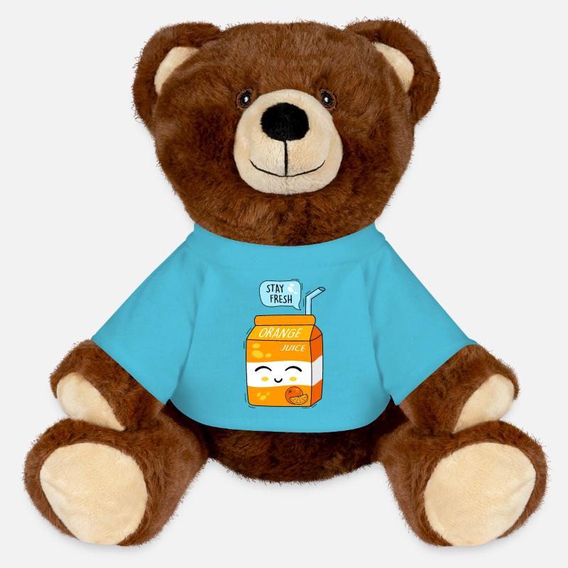 Juice and happiness - MiniFeet® RecycelBär® Teddy Bear Brown - atoll blue