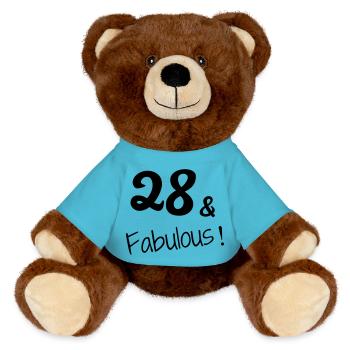 28 / geburtstag / Sport / birthday / - MiniFeet® RecycelBär® Braun - Atollblau - Vorne