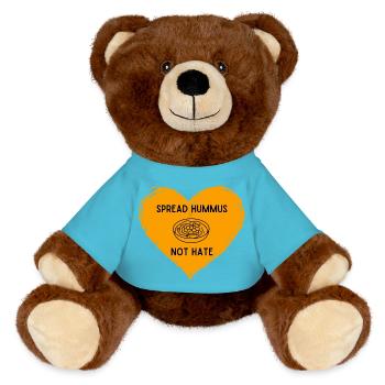 Répandez le houmous, pas la haine - l’amour tout à la fois - Nounours RecycelBär® marron - bleu outremer - Devant
