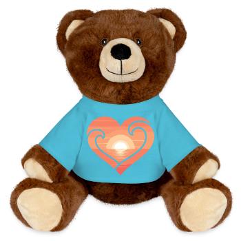Soleil de cœur au bord de la mer - Nounours RecycelBär® marron - bleu outremer - Devant
