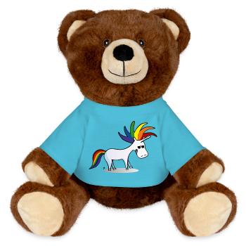 Punk Einhorn - MiniFeet® RecycelBär® Braun - Atollblau - Vorne