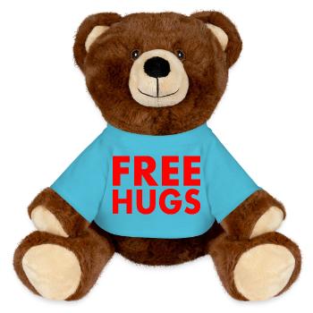 Free hugs - MiniFeet® RecycelBär® Teddy Bear Brown - atoll blue - Front