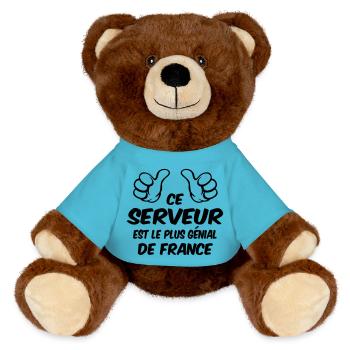 BESTER SERVER - MiniFeet® RecycelBär® Braun - Atollblau - Vorne