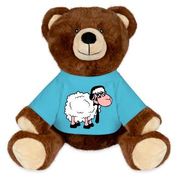 mouton lunettes de soleil cravate musique DJ casque Fun - Nounours RecycelBär® marron - bleu outremer - Devant
