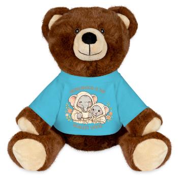 Chemise éléphant drôle de maman, cadeau fleuri pour la fête des mères - Nounours RecycelBär® marron - bleu outremer - Devant