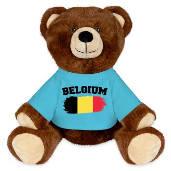 Vintage Drapeau Belgique Rétro Belge - Nounours RecycelBär® marron - bleu outremer - Devant