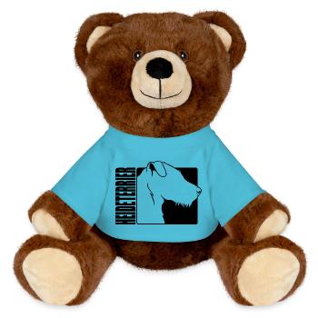 Heath Terrier Profile Dogs Hunting Dogs Wilsigns - MiniFeet® RecycelBär® Teddy Bear Brown - atoll blue - Front