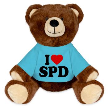 I love spd - MiniFeet® RecycelBär® Braun - Atollblau - Vorne