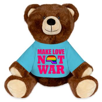 Make love not war - MiniFeet® RecycelBär® Braun - Atollblau - Vorne