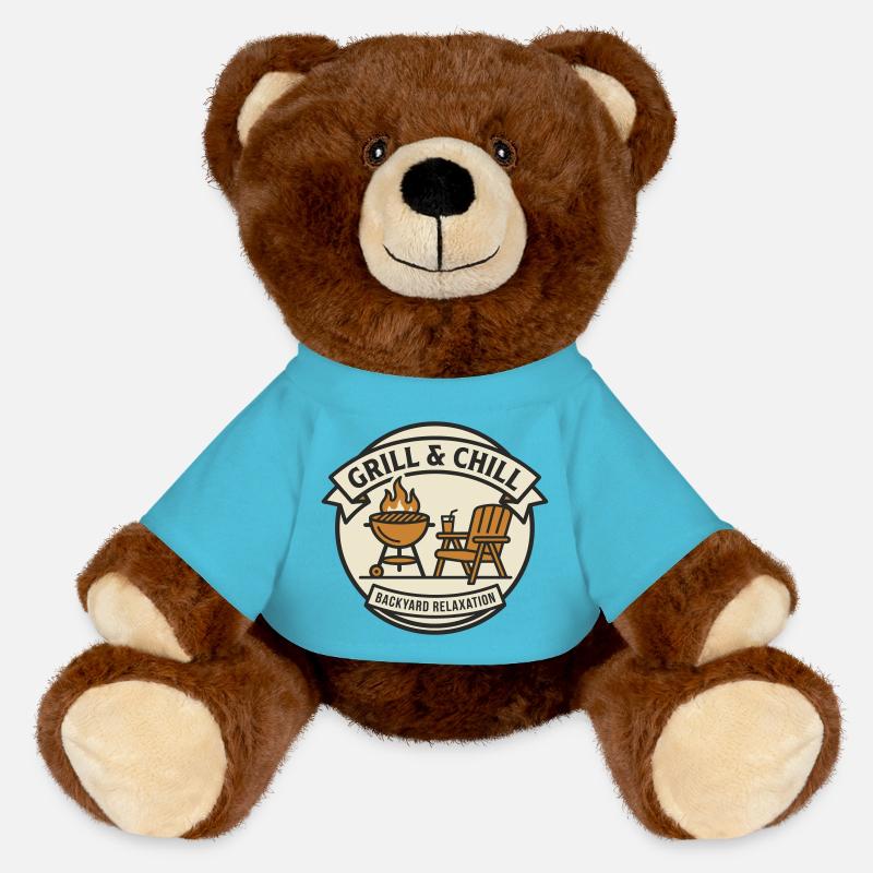 Grill and Relaxation Barbecue Garden Ball - MiniFeet® RecycelBär® Teddy Bear Brown - atoll blue