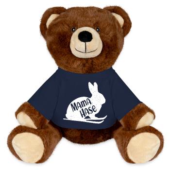 Ski Hase Mama Häschen Skifahren Haserl Skifahrerin - MiniFeet® RecycelBär® Braun - French Navy - Vorne