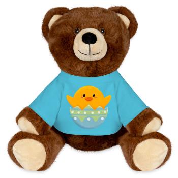 poussin dans l’œuf de Pâques - Nounours RecycelBär® marron - bleu outremer - Devant