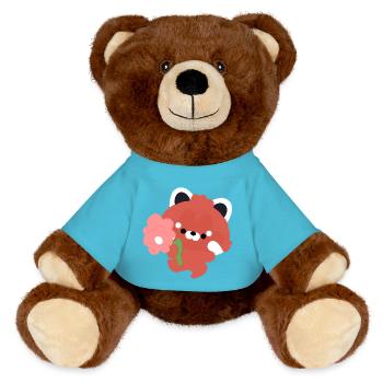 Panda rojo romántico - MiniFeet® RecycelBär® marrón - azul atolón - delante
