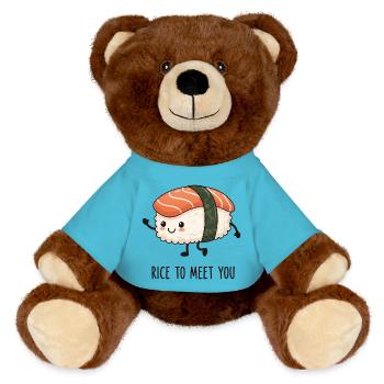 Rice To Meet You - MiniFeet® RecycelBär® Teddy Bear Brown - atoll blue - Front
