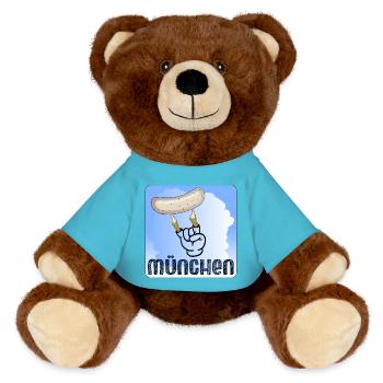 MUNICH BOUILLIE SAUCISSE - WHITE SAUSAGE ZOMBIE - Nounours RecycelBär® marron - bleu outremer - Devant