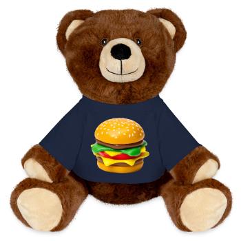 Hamburger Po Art Print - MiniFeet® RecycelBär® Teddy Bear Brown - french navy - Front