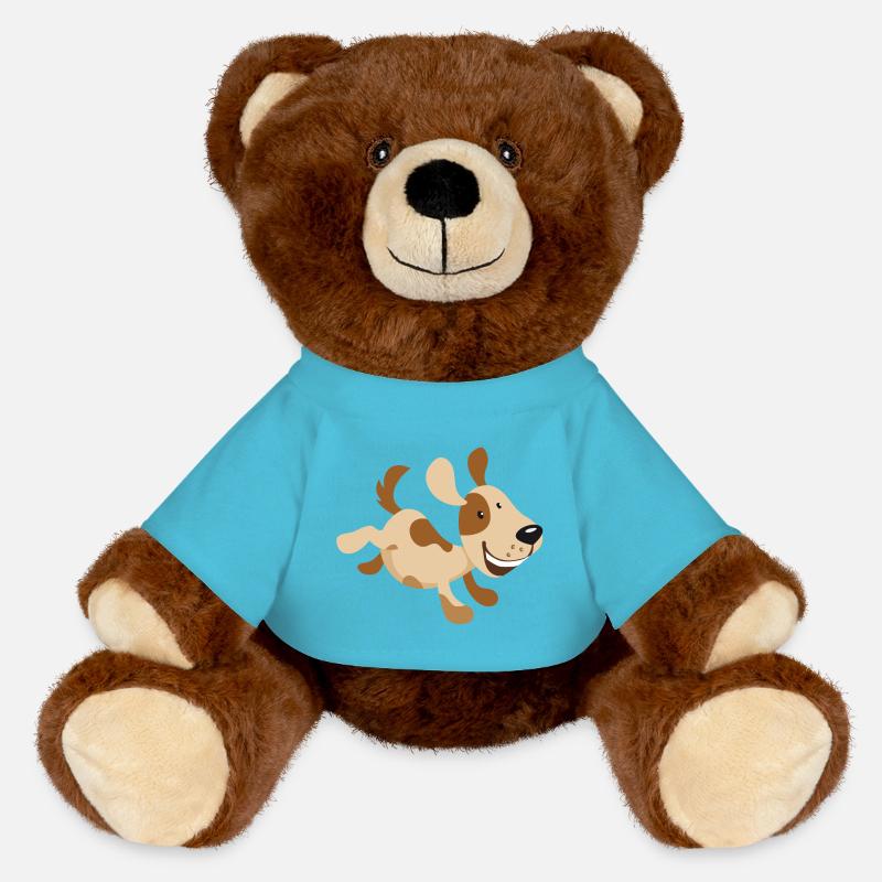 Petite illustration de chien en course pour bébé, enfant - Nounours RecycelBär® marron - bleu outremer
