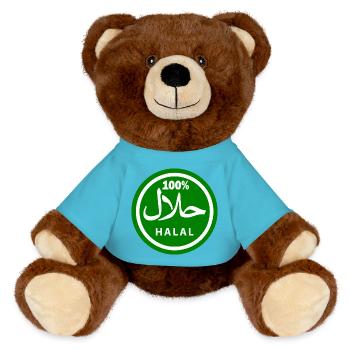 Halal - MiniFeet® RecycelBär® Braun - Atollblau - Vorne
