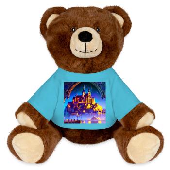 Mont Saint Michel - Château de rêve - Nounours RecycelBär® marron - bleu outremer - Devant