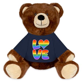 Regenbogenliebe Herzdesign - MiniFeet® RecycelBär® Braun - French Navy - Vorne