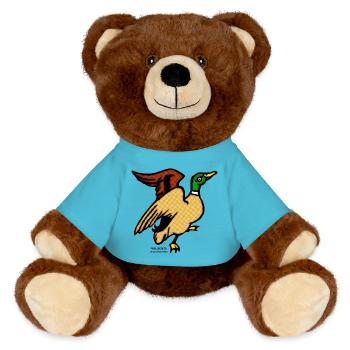 Wild duck Anas Boschas wild duck illustration - MiniFeet® RecycelBär® Teddy Bear Brown - atoll blue - Front