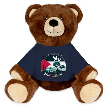 Frieden für Palästina - MiniFeet® RecycelBär® Braun - French Navy - Vorne