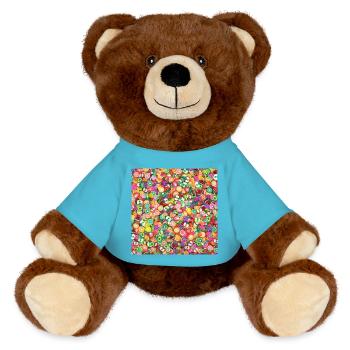 Good mood - MiniFeet® RecycelBär® Teddy Bear Brown - atoll blue - Front