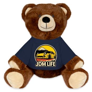 Voiture de course de rue JDM Life au mont Fuji - Nounours RecycelBär® marron - bleu marine - Devant