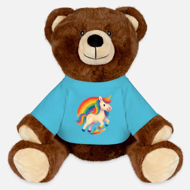 Rainbow Unicorn Dance - MiniFeet® RecycelBär® Teddy Bear Brown - atoll blue