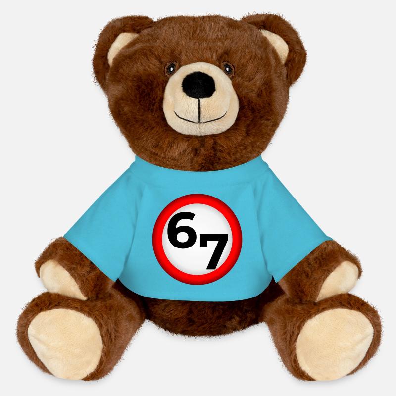 Six sept 67 Panneau de la prohibition - Nounours RecycelBär® marron - bleu outremer
