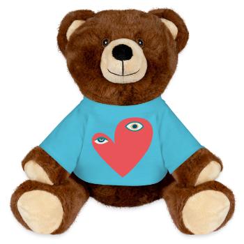 Surreal Heart with Eyes - MiniFeet® RecycelBär® Teddy Bear Brown - atoll blue - Front