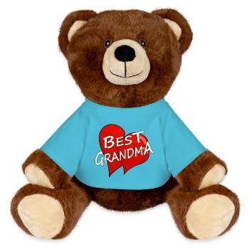 best Grandma - MiniFeet® RecycelBär® Teddy Bear Brown - atoll blue - Front
