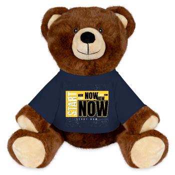Start Now Bold Typography - MiniFeet® RecycelBär® Teddy Bear Brown - french navy - Front