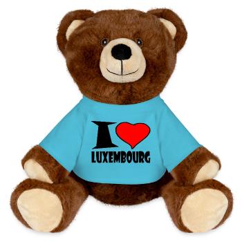 Luxemburg - MiniFeet® RecycelBär® Braun - Atollblau - Vorne